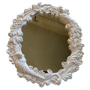 Anthropologie Regine Vanity Mirror White Ornate Flora and Fauna Design NEW